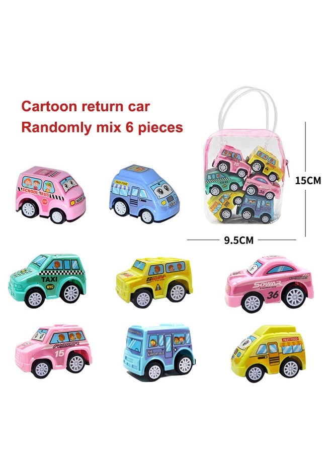 Tanwer 6-Piece Car Toy Set, Children's Mini Toy Car, Cartoon Toy Car - Image 2