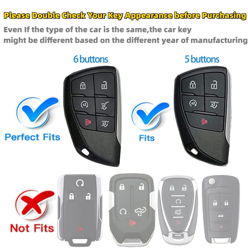 RFSRZ Key Fob Cover Smart Key Holder Fit for 2025 2024-2022 2021 GMC Yukon Chevy Suburban Tahoe GM Buick Key Fob Accessories (6-Black) - Image 2