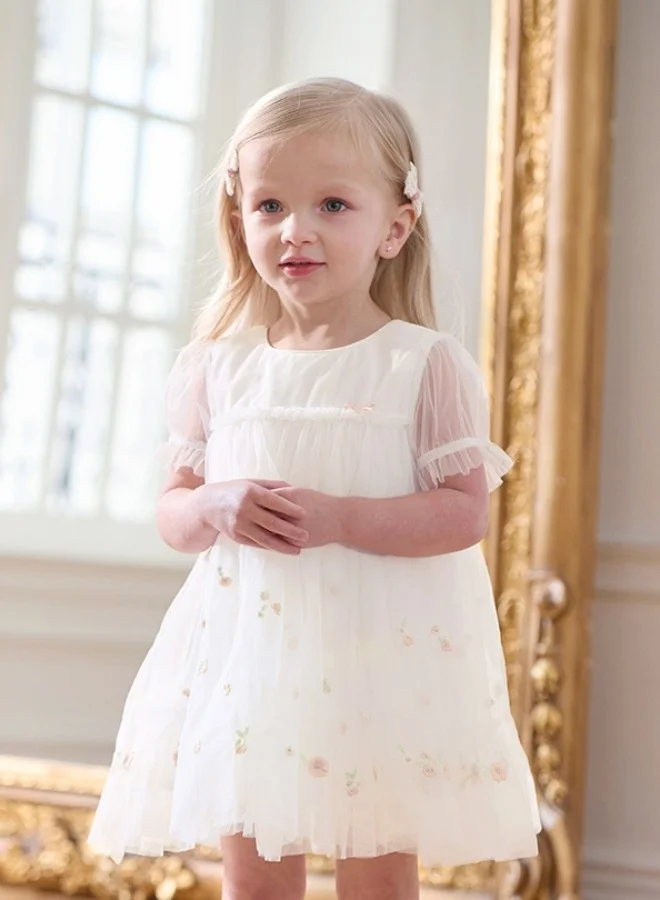 Dave & Bella Girls Embroidered Tulle Dress