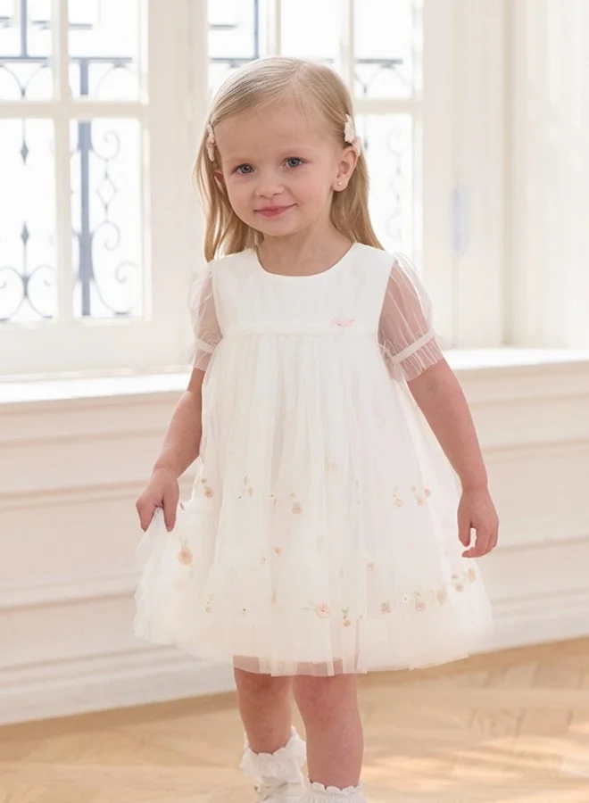 Dave & Bella Girls Embroidered Tulle Dress