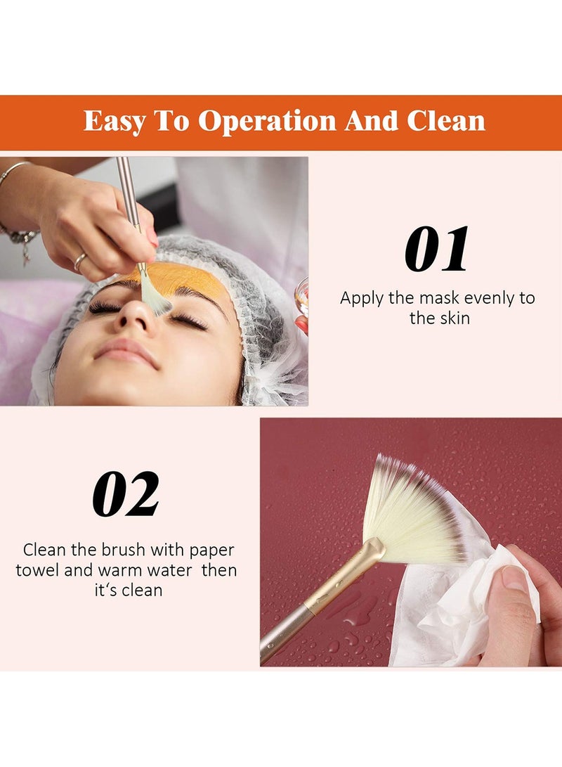 9 قطع من فرش أقنعة الوجه على شكل مروحة ناعمة وأدوات توزيع أقنعة الوجه وفرش المكياج وأدوات التجميل بمقبض لتقشير أقنعة المكياج للنساء (شعر الشمبانيا) - Image 5