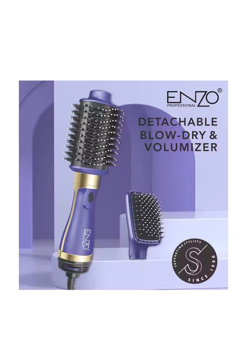 ENZO Professional فرشاة فرد الشعر متعددة الوظائف مع مجفف شعر قابل للفصل ومكثف - Image 1