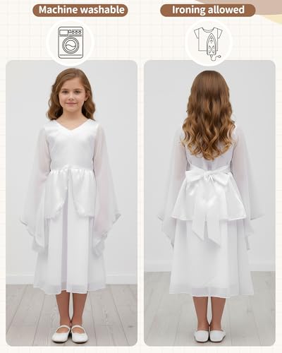 Toulite 4 Pcs Angel Costume for Girls Including White Dress Headband Wing and Wand Nativity Costume for Christmas911 Years Old - Image 5