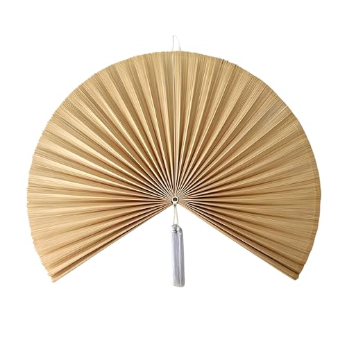 Chicvillage Boho Wall Decor 60", Bedroom Wall Decor for Above Bed, Aesthetic Wall Decor Bamboo Fan Art, Large Woven Headboard, Hook Included (Beige) - Image 1