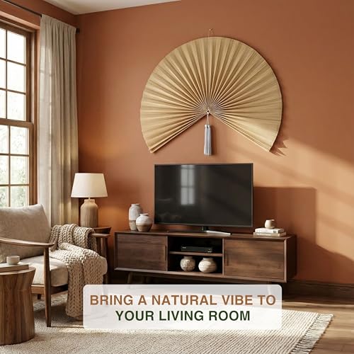 Chicvillage Boho Wall Decor 60", Bedroom Wall Decor for Above Bed, Aesthetic Wall Decor Bamboo Fan Art, Large Woven Headboard, Hook Included (Beige) - Image 5