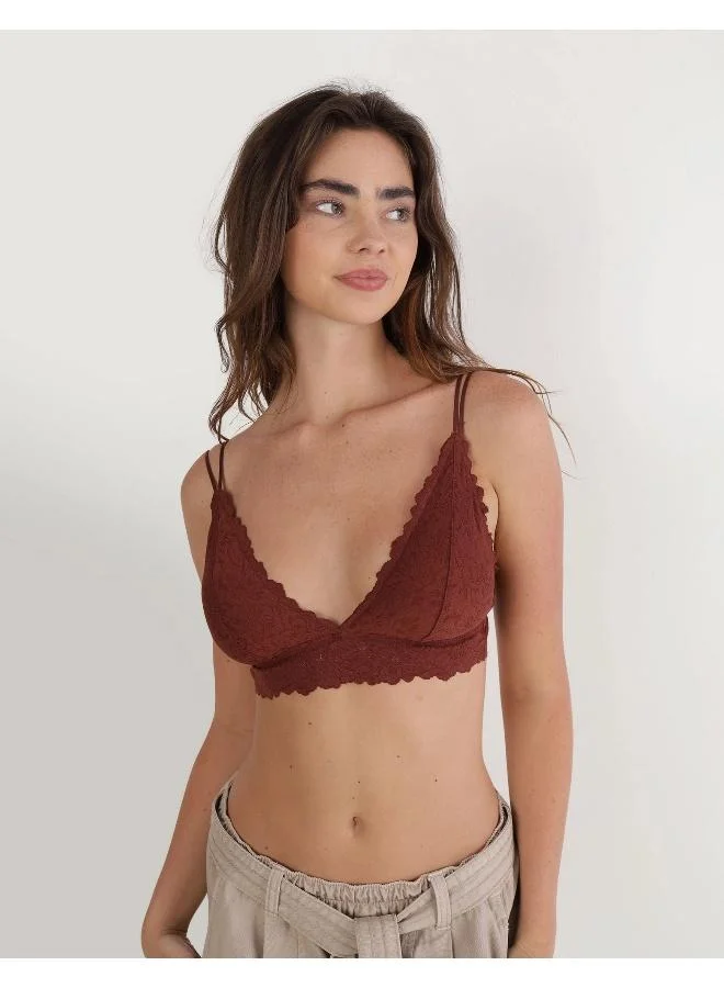 آري من امريكان ايجل Show Off Rosey Lace Padded Plunge Bralette