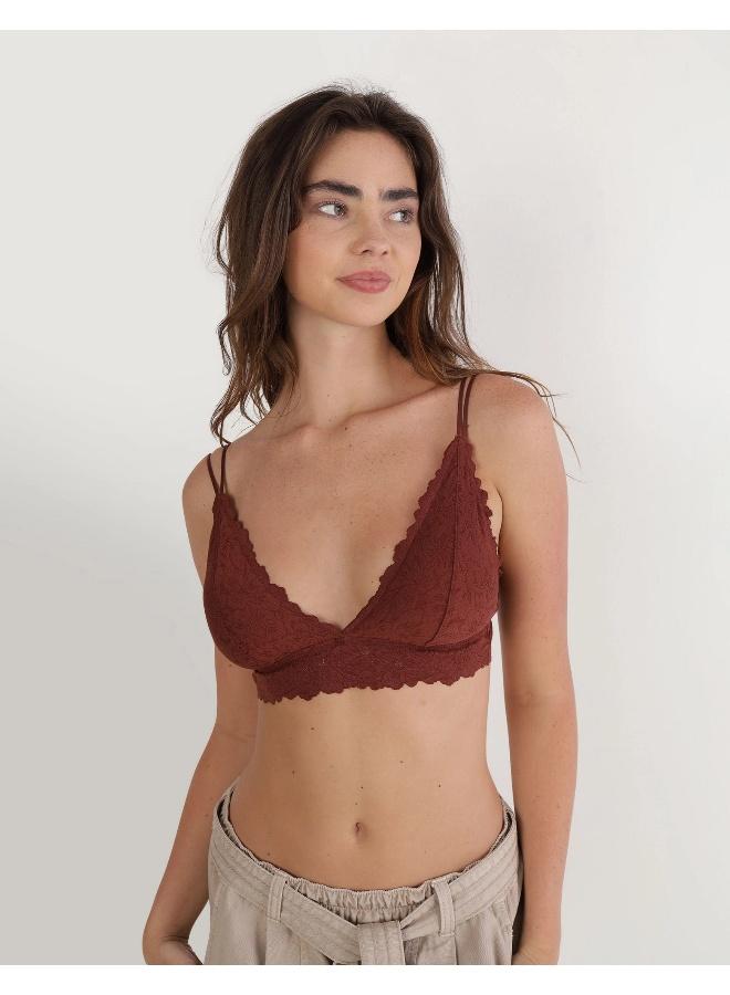 Aerie Show Off Rosey Lace Padded Plunge Bralette - Image 1