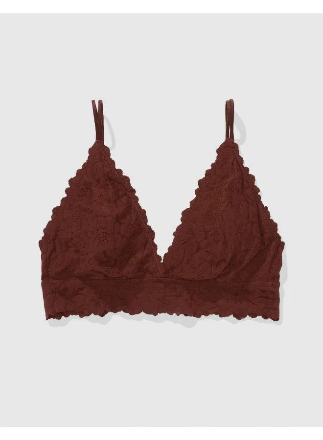 Aerie Show Off Rosey Lace Padded Plunge Bralette