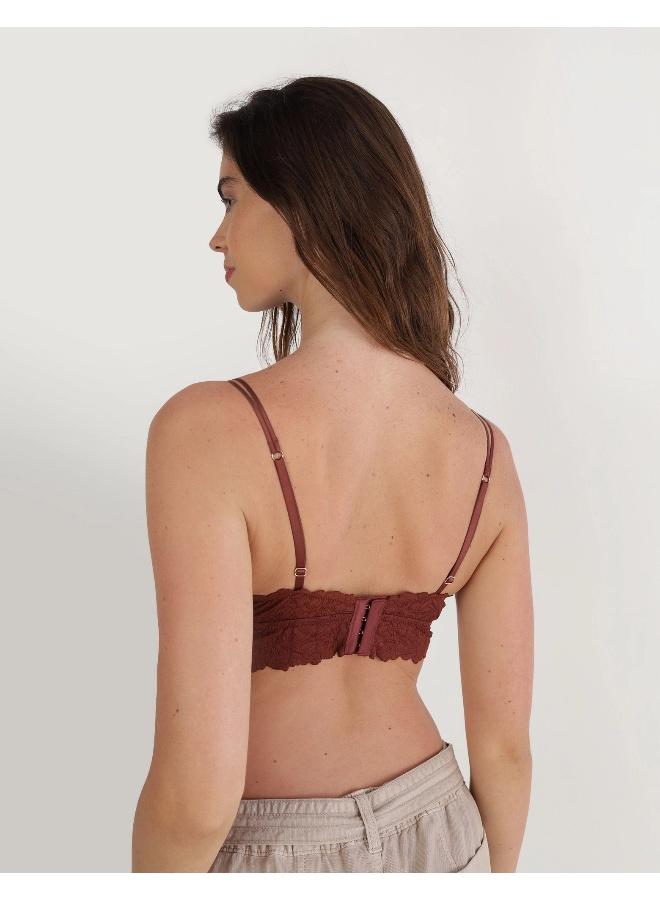 Aerie Show Off Rosey Lace Padded Plunge Bralette - Image 4