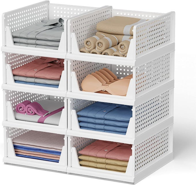 STACKABLE AND FOLDABLE WARDROBE STORAGE BASKET BIG SIZE WHITE 8