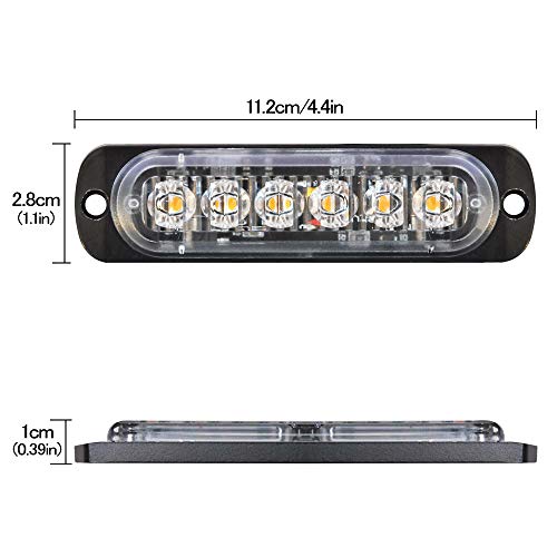 SEISSO 4-Pack 6 LED Amber Strobe Lights Vehicles Trucks Emergency Strobe Lights Kit 12V -24V Warning Hazard Flash Strobe Lights Bar Grill Grille Surface Mount Super Bright Waterproof - Image 4