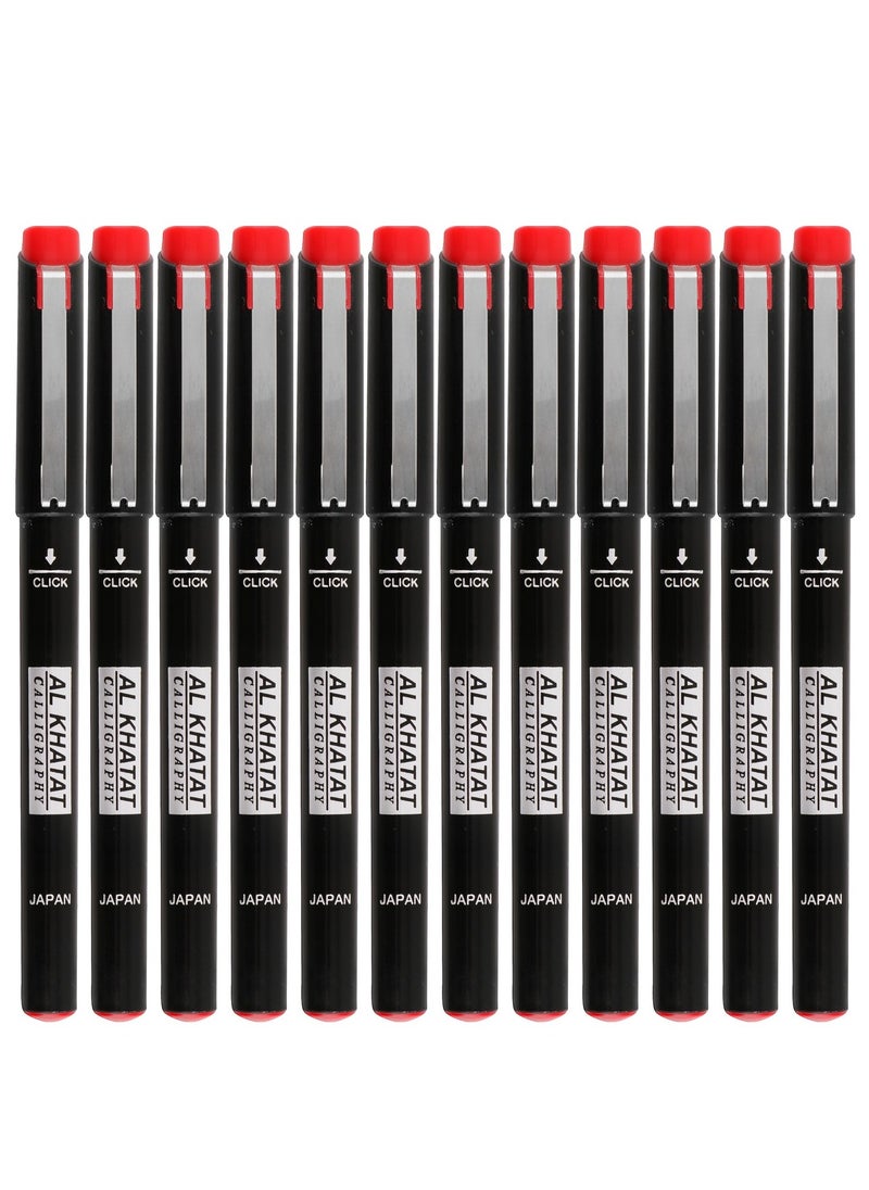Al Khatat - 12-Piece Calligraphy Pen 1mm Tip Red Ink - Image 1
