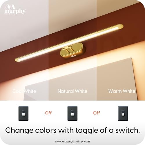 Murphy 6W Colour Changing 3in1 Brass Finish LED Mirror Light (Cool White, Warm White, Neutral White) | Adjustable Angle | Modern Vanity/Dressing/Bathroom Wall Light-Pack of 4 - Image 4