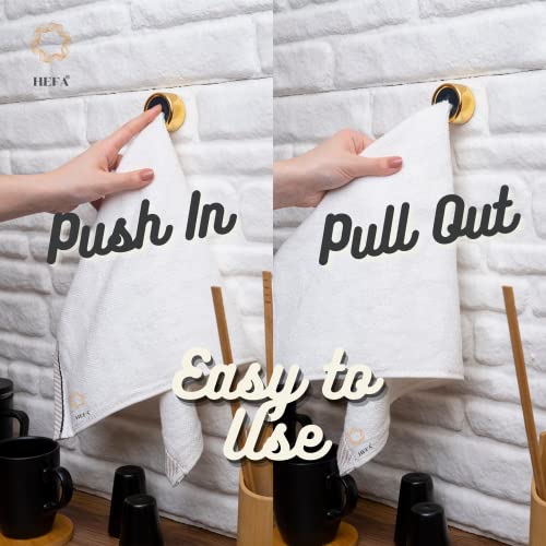 HEFA Modern Kitchen Towel Holder, 4 Pack Golden Yellow Chrome Plated Plastic Towel Hooks with Easy Install, Holds Up to 2 Pounds Each - Image 2