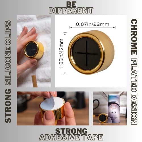 HEFA Modern Kitchen Towel Holder, 4 Pack Golden Yellow Chrome Plated Plastic Towel Hooks with Easy Install, Holds Up to 2 Pounds Each - Image 3