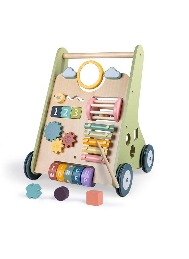 LOL-FUN Wooden Baby Walker with Wheels, Baby Walker for Boys 6-12 Months Push Toy, Montessori Walking Toys for 1 Year Old Activity Center - Image 1