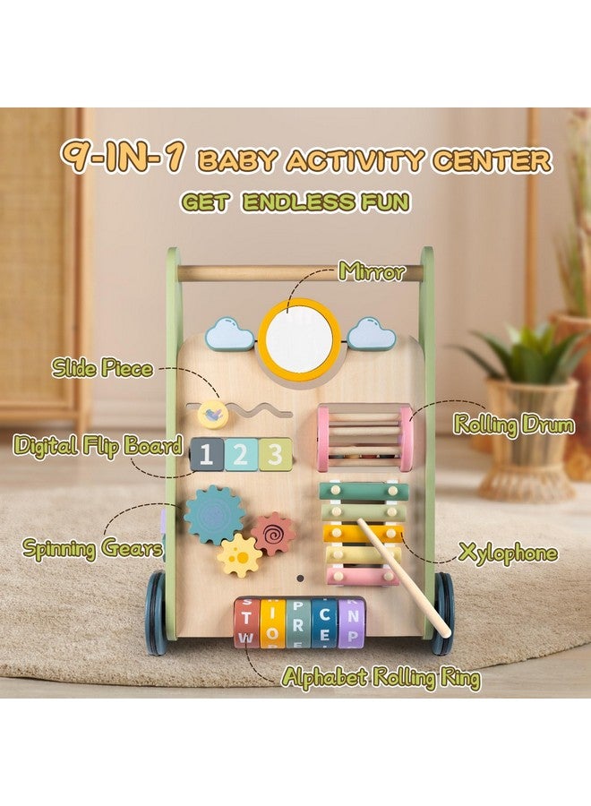 LOL-FUN Wooden Baby Walker with Wheels, Baby Walker for Boys 6-12 Months Push Toy, Montessori Walking Toys for 1 Year Old Activity Center - Image 2