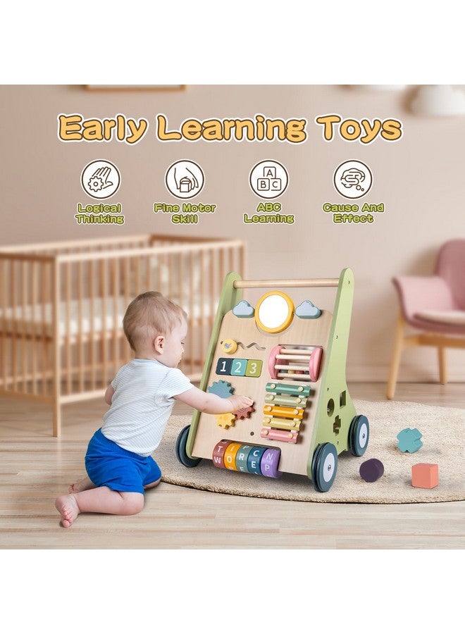 LOL-FUN Wooden Baby Walker with Wheels, Baby Walker for Boys 6-12 Months Push Toy, Montessori Walking Toys for 1 Year Old Activity Center - Image 3