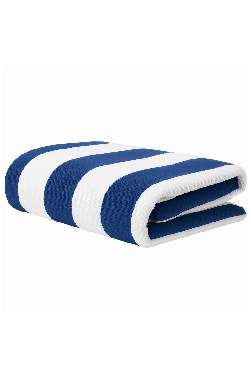 Fabienne Oversized Premium Beach Towel 90x180 cm Luxury Pool Towel Cabana Stripe Oversized Bath Sheet Spa Towel Sand Resistant 5-Star Hotel Quality Towel Blue - Image 1