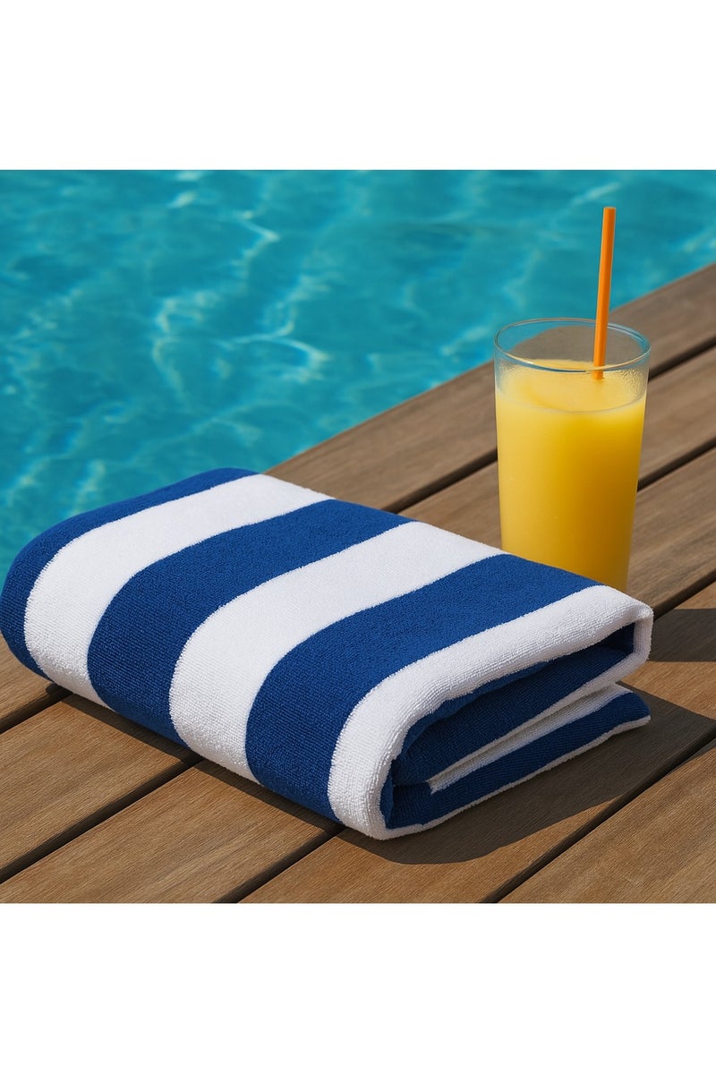 Fabienne Oversized Premium Beach Towel 90x180 cm Luxury Pool Towel Cabana Stripe Oversized Bath Sheet Spa Towel Sand Resistant 5-Star Hotel Quality Towel Blue - Image 5