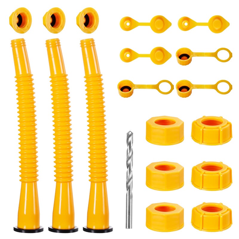 FOANRIY Long Gas Can Spout Replacement, Our replacement spout features a 10.2in extended nozzle (2in longer than standard). Gas can nozzle (3 Pack-Yellow) for 1/2/5/10 gal oil cans - Image 1