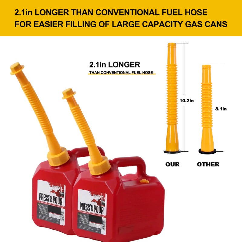 FOANRIY Long Gas Can Spout Replacement, Our replacement spout features a 10.2in extended nozzle (2in longer than standard). Gas can nozzle (3 Pack-Yellow) for 1/2/5/10 gal oil cans - Image 3