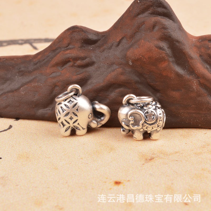 999 Foot Silver Jewelry Accessories New Year Good Elephant Lion Buckle Gold Ten Thousand Two Lucky Clouds Pendant Good Luck - Image 5
