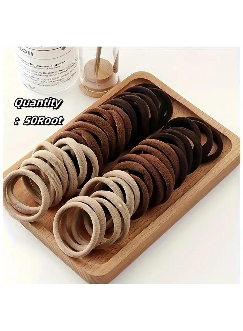 مجموعة من 50 قطعة مطاط شعر مرن لجميع الأعمار بتشكيلة ألوان متنوعة - Image 1