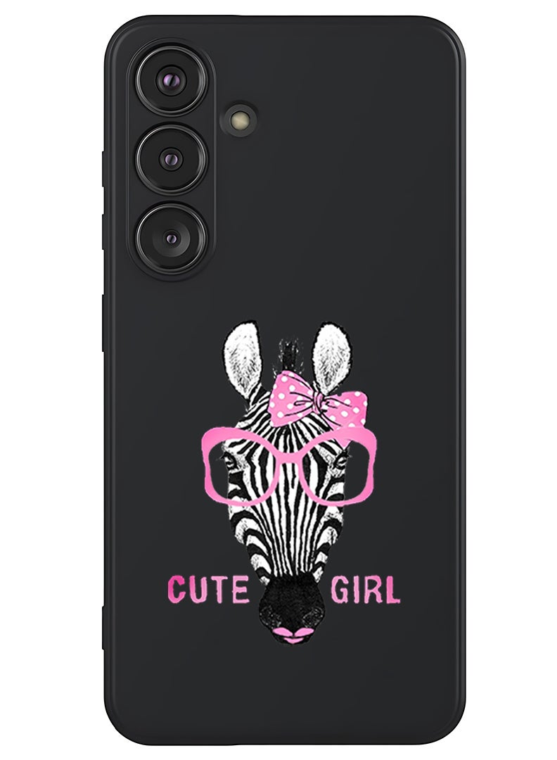 Theodor Protective Slim Fit Case Liquid Silicone Cover with Full Body Protection Anti-Scratch Shockproof Case For Samsung Galaxy S25 (Black) - Cute girl zebra - Image 1