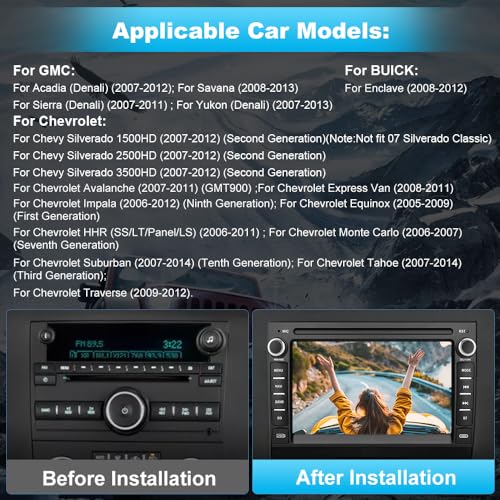 litillbuly Android 13 Car Radio Stereo for GMC Sierra Yukon Chevrolet Buick Chevy Silverado,7 Inch Touch Screen Navigation Stereo with Bluetooth WiFi SWC Support Apple CarPlay Android Auto - Image 2