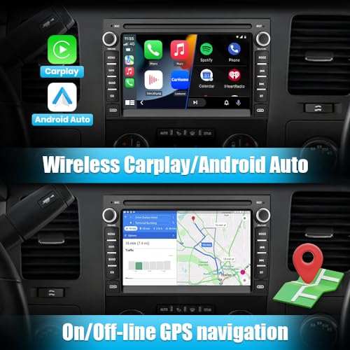 litillbuly Android 13 Car Radio Stereo for GMC Sierra Yukon Chevrolet Buick Chevy Silverado,7 Inch Touch Screen Navigation Stereo with Bluetooth WiFi SWC Support Apple CarPlay Android Auto - Image 3