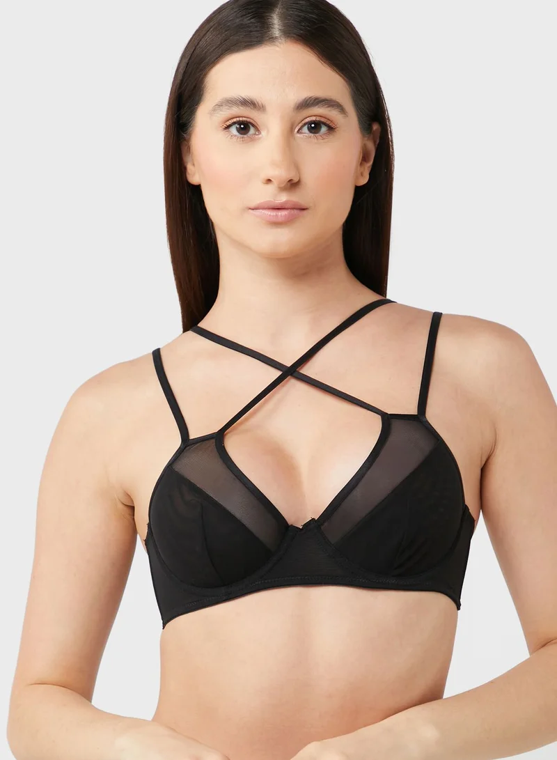 TOPSHOP Strappy Mesh Underwire Bra