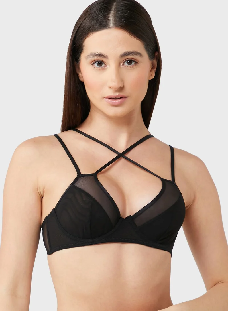 TOPSHOP Strappy Mesh Underwire Bra