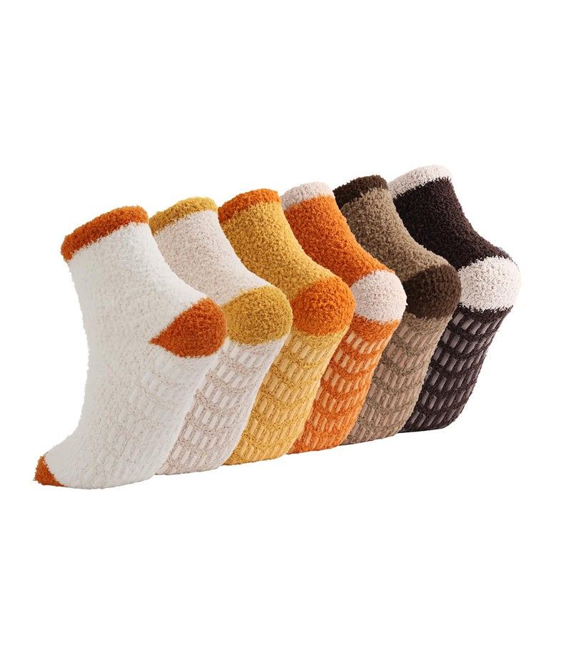 Breslatte Non Slip Hospital Socks with Grips for Women Grip Socks for Women Gifts 6p5 brownloop - Image 1