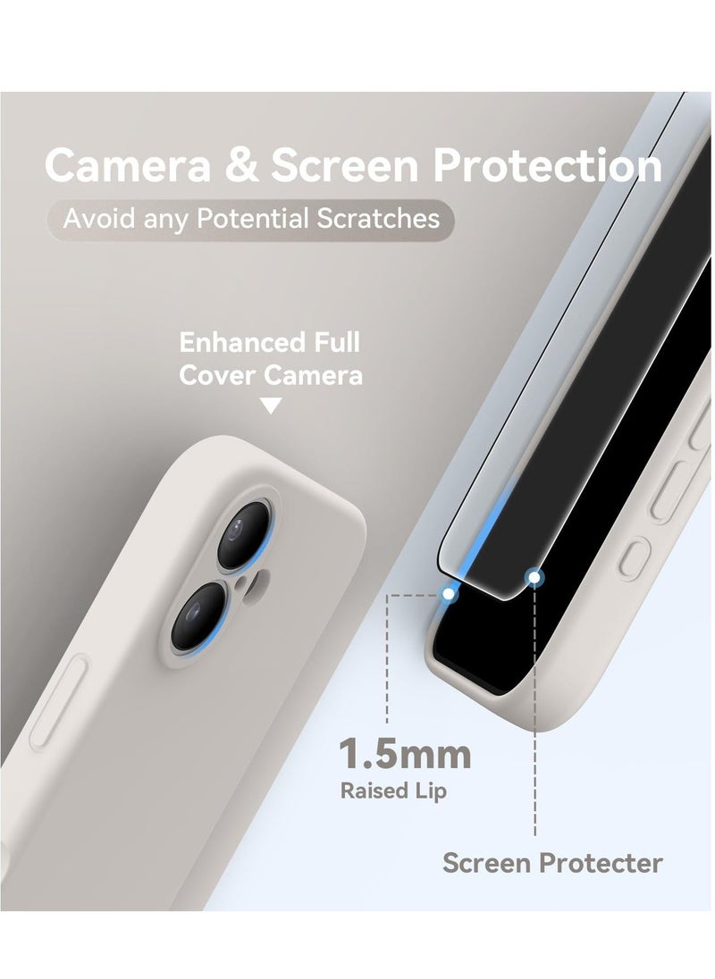 Raxoom iPhone 16 Plus Case - Upgraded Silicone Case with Camera Protection, Compatible with MagSafe, Anti-Scratch Microfiber Lining & 2 Screen Protectors (Stone) - Image 4