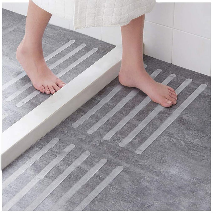 16 PIECES NON SLIP STICKERS SHOWER STICKERS BATH SAFETY STRIPS TRANSPARENT SELFADHESIVE NON SLIP STRIPS STICKERS FOR BATHTUBS SHOWERS WITH ACRYLIC BOARD FOR POSITIONING