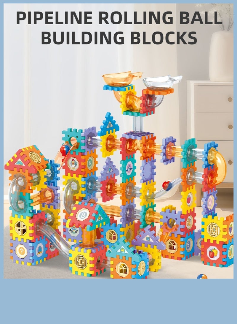 توشيونيكس مجموعة مكعبات بناء مسار كرة متدحرجة مكونة من 125 قطعة للأطفال، لعبة بناء تعليمية للأولاد والبنات من سن 3 سنوات فما فوق، مجموعة ألغاز الأنابيب الملونة DIY مثالية للعطلات وأعياد الميلاد - Image 5