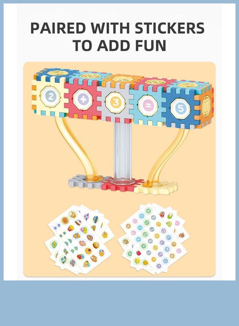 توشيونيكس مجموعة مكعبات بناء مسار كرة متدحرجة مكونة من 125 قطعة للأطفال، لعبة بناء تعليمية للأولاد والبنات من سن 3 سنوات فما فوق، مجموعة ألغاز الأنابيب الملونة DIY مثالية للعطلات وأعياد الميلاد - Image 4