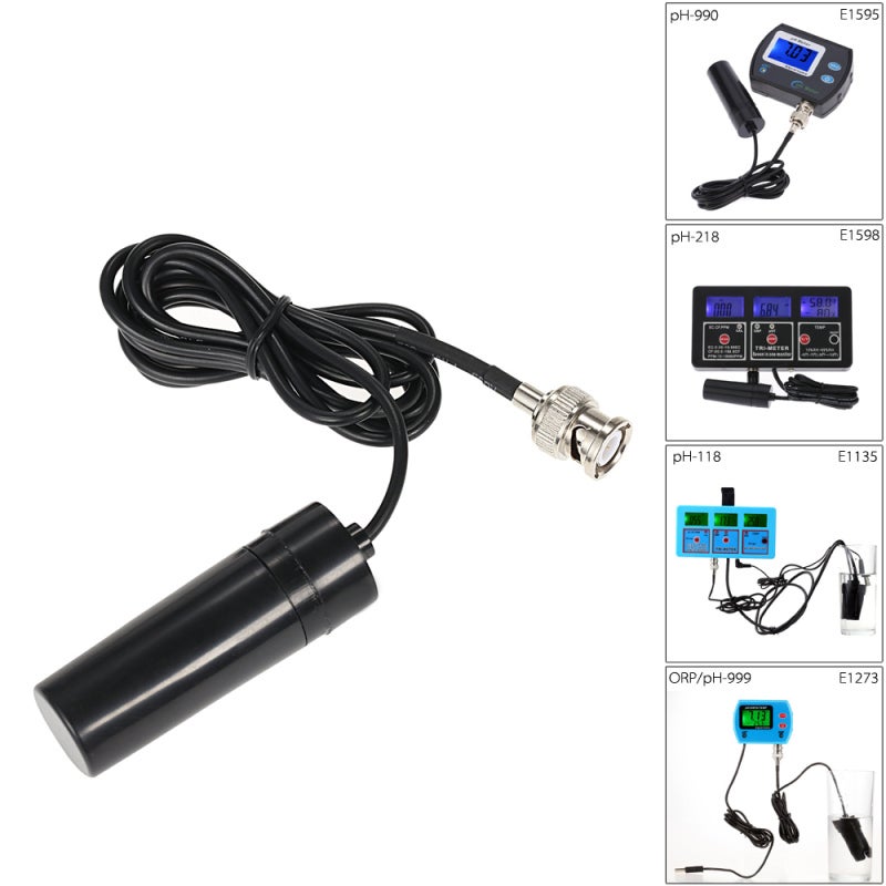 pH Electrode: 0.00-14.00pH Range ±0.1pH Accuracy - Durable Black ABS Construction Sensitive Crystal Ball Probe for Laboratory Water Testing Aqueous Solution Measurement - Image 5