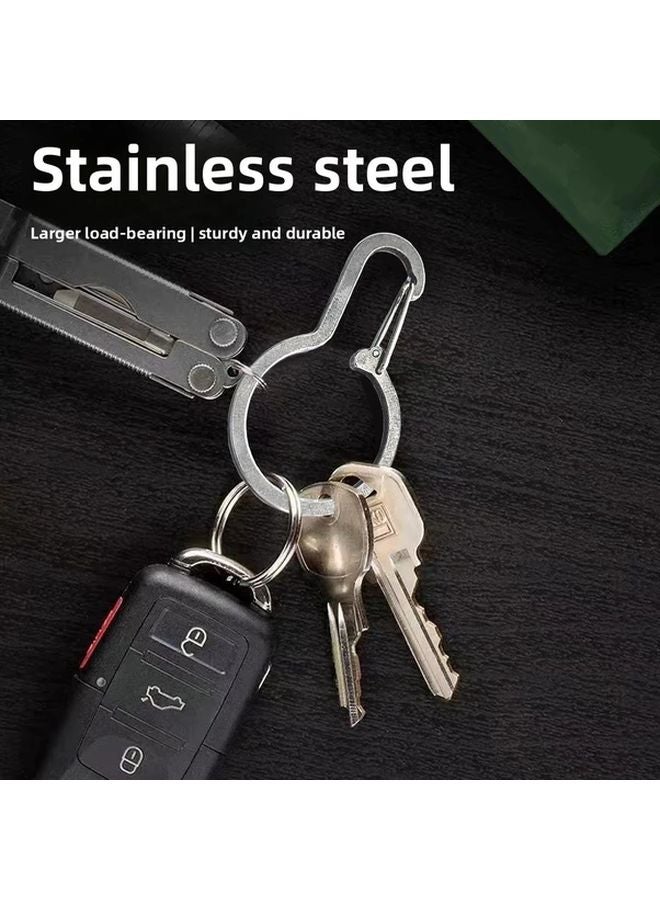3pcs Silvery Stainless Steel Keychains Multifunctional Quick Release Carabiners Anti Theft Lock Clips - Image 4
