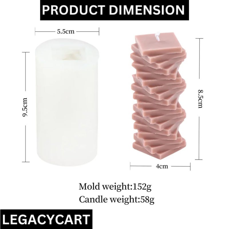 LEGACYCART قالب شمعة سيليكون مربع حلزوني ثلاثي الأبعاد من ليغاسي كارت لصنع الشموع اليدوية وصابون بار لوشن شمعي وفن يدوي وعطور (عبوة من 1) - Image 2