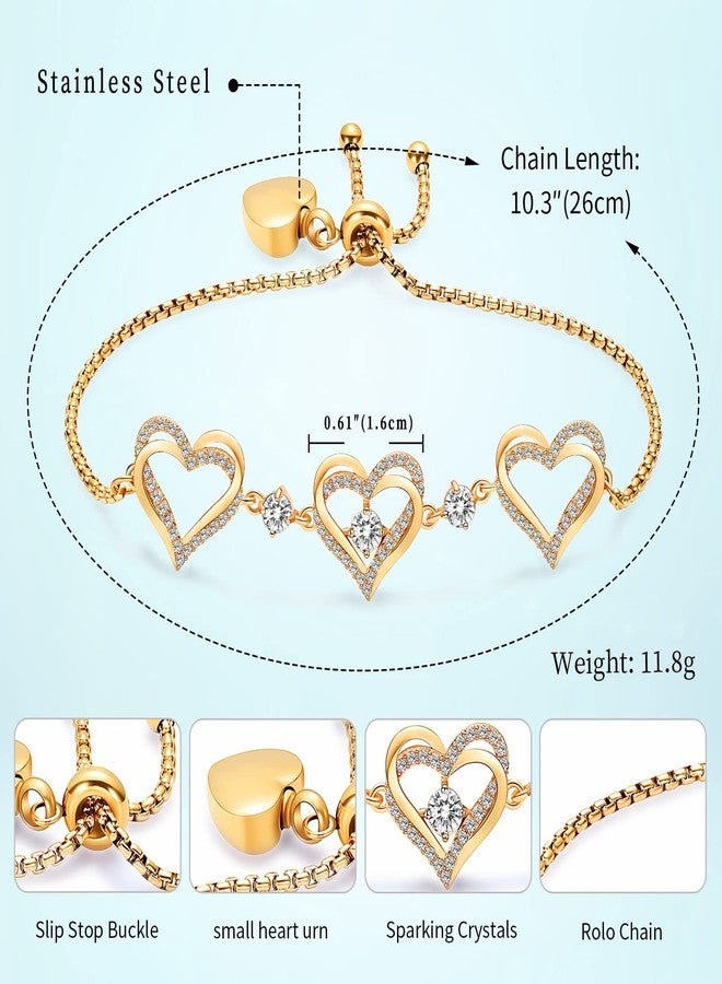shajwo Cremation Jewelry Heart Urn Bracelet for Ashes for Women Girls Cremation Link Memorial Bracelet,Gold-White - Image 4