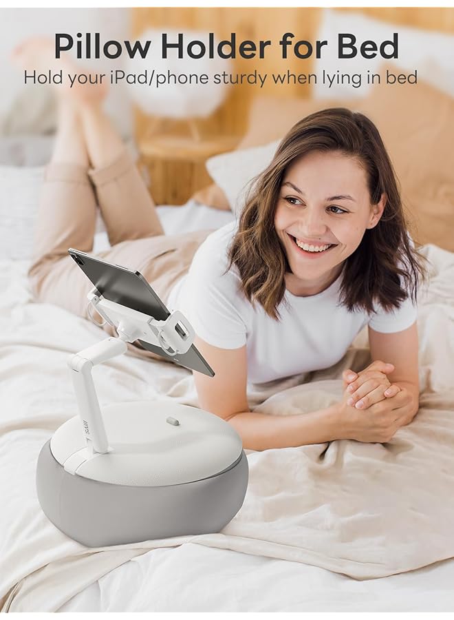 erorex Tablet Pillow Stand Pillow Soft Pad For Lap Angle Height Adjustable Soft Pillow Holder For Bed Flexible Pillow Lap Stand Grey - Image 2