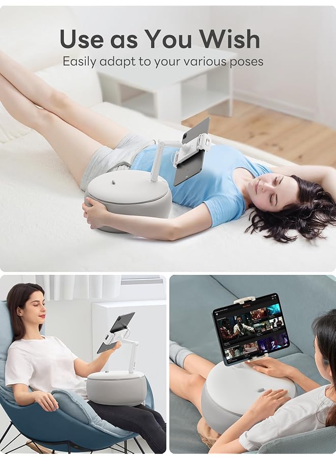 erorex Tablet Pillow Stand Pillow Soft Pad For Lap Angle Height Adjustable Soft Pillow Holder For Bed Flexible Pillow Lap Stand Grey - Image 3