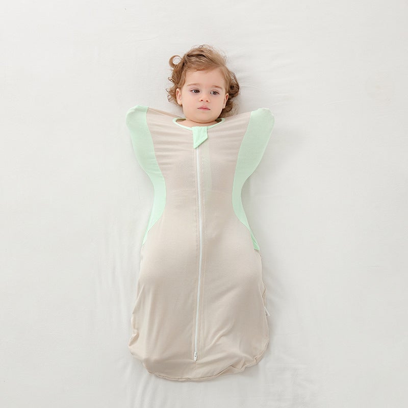 Baby anti-shock sleeping bag newborn baby surrender swaddling thin bamboo fiber anti-kick quilt breathable Four Seasons Universal - Image 3
