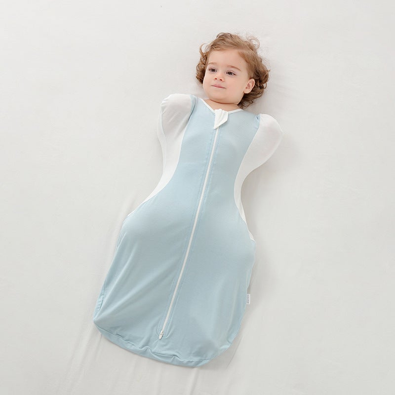 Baby anti-shock sleeping bag newborn baby surrender swaddling thin bamboo fiber anti-kick quilt breathable Four Seasons Universal - Image 5