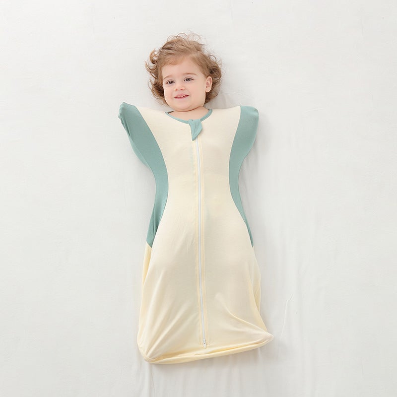 Baby anti-shock sleeping bag newborn baby surrender swaddling thin bamboo fiber anti-kick quilt breathable Four Seasons Universal - Image 4