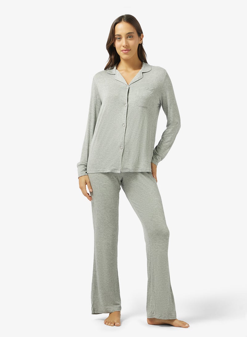 Ginger Modal Soft Touch Shirt & Pyjama Loungewear Set - Image 1