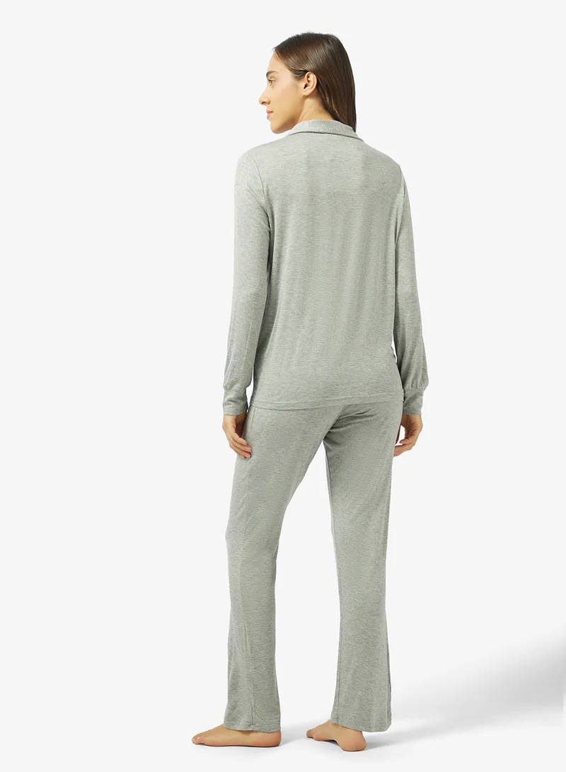 Ginger Modal Soft Touch Shirt & Pyjama Loungewear Set