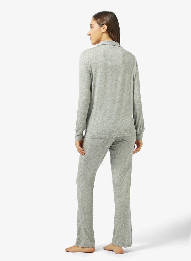 Ginger Modal Soft Touch Shirt & Pyjama Loungewear Set - Image 2